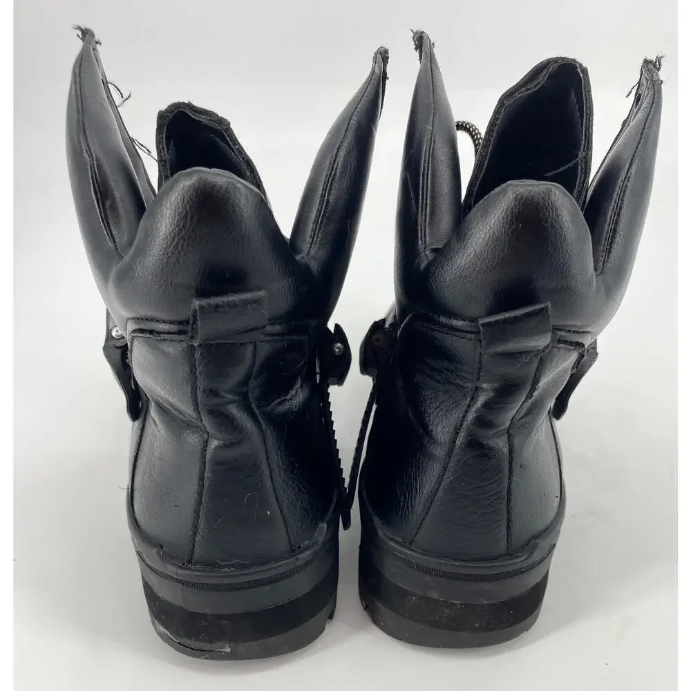 Zara Man men 7 black leather buckle lace up hiking rain boots